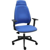 silla de oficina ergonomica 4u tapizada con cabezal y reposabrazos - tapizado azul claro