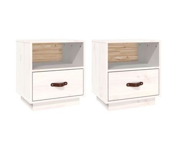 Vidaxl mesitas de noche 2 uds madera maciza pino blanco 40x34x45 cm