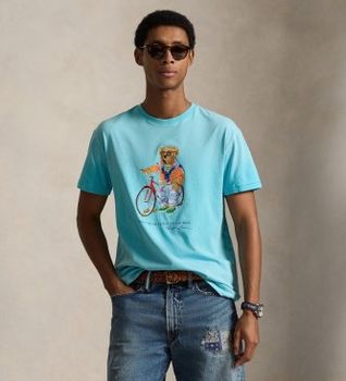 Polo Ralph Lauren para hombre. 710B16613001 Camiseta Custom Slim Fit con Polo Bear azul (S), Casual, Algodón, Manga corta