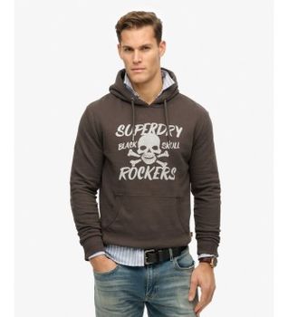 Superdry para hombre. M2014350A Sudadera con capucha Black Skull marrón (M), Casual, Algodón
