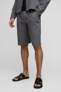 Pantalón Deportivo Plisado Con Cintura Elástica, Gris