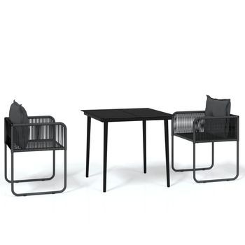 Juego De Comedor Para Jardín 3 Uds Negro Cfw432250