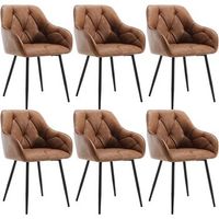 set 6 sillas de comedor de estilo vintage de piel sintetica con patas de metal ideales para la cocina con respaldo y reposabrazos o para - woltu