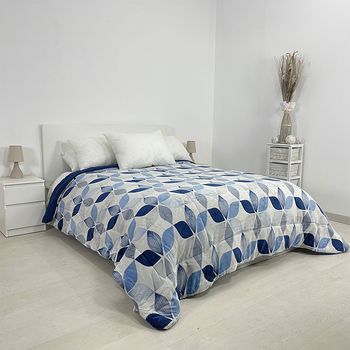 Edredón Acolchado Coralina Sherpa 500 Gr Hojas 135 Cm Rufino Diaz, Azul
