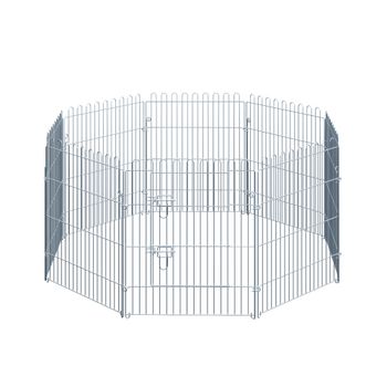 PawHut Parque para Perros Cachorros Rejilla Metálica Plegable Valla Fácil Montaje para Jardín Patio 63x76cm Plata   Aosom España