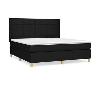 Cama box spring con colchón tela negro 180x200 cm bloques con cuadros