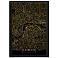 panorama cuadro de aluminio mapa oro de londres 70x100 cm
