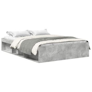 Estructura De Cama De Matrimonio Gris Cemento 135x190 Cm Vidaxl