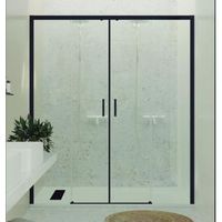mampara frontal f1 - 2 fijo  2 corredera perfil negro - plata cromo 185cm