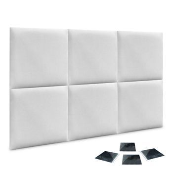 Dhome Juego De 6 Paneles Tapizados De Tela Autoadhesivos Para Pared Acústicos Absorbentes Protección Impactos Cabeceros (blanco, 60x60cm, X6)