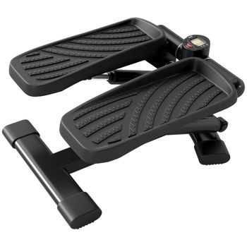 SPORTNOW Mini stepper fitness disco de torsión de cintura 2 en 1 pantalla LCD, altura ajustable, 100 kg, 42 x 34 x 22 cm, negro   Aosom España