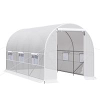 outsunny invernadero de tunel 400x200x200 cm con puerta enrollable y 6 ventanas cubierta pe 140 gm anti-uv marco de metal   aosom espana