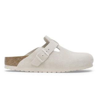 Birkenstock para hombre. 1024731 Zuecos de Piel Boston (Ajuste Regular) beige (45), Plano, Ante, Ninguno, Casual