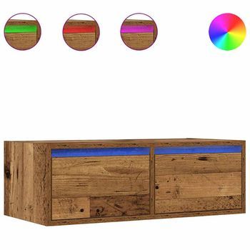 Mueble De Tv Con Luces Led Envejecida 75x35,5x25 Cm Vidaxl