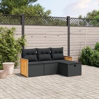 conjunto de sofas jardin 4 uds  mueble jardin mesa y sillas con cojines ratan sintetico negro cfw273539