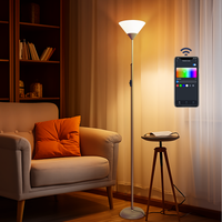 aigostar lampara de pie moderna con mando a distancia y bluetooth mesh g45 e24 bombilla led rgb  2700k-6500k lampara de pie regulable compatible con alexa 175 cm