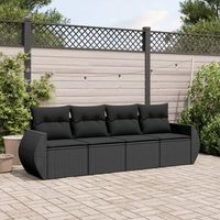conjunto de sofas jardin 4 uds  mueble jardin mesa y sillas con cojines ratan sintetico negro cfw536255
