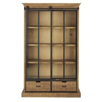 Vitrina industrial de mango macizo con puerta corredera