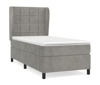cama box spring con colchon terciopelo gris claro 80x200 cm bloques con cuadros