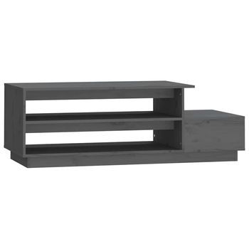 Mesa De Centro Madera Maciza De Pino Gris 120x50x40,5 Cm Vidaxl