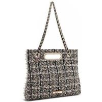 nicole lee bolso de mano bolso clutch estilo tweed beige para mujer