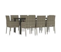 set comedor jardin 9 piezas y cojines ratan sintetico negro gris longitud mesa 160 cm