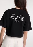 camiseta de manga corta mujer - dfranklin - origins cropped t-shirt black  white - talla - color black