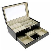 caja para relojes con compartimiento y exhibidor de joyas con almohadillas extraibles 6 relojes  gafas  anillos