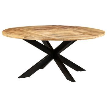 Mesa De Comedor Madera De Mango Rugosa Redonda 175x75 Cm Vidaxl