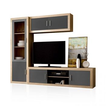 Salón Modular Con Gran Capacidad De Almacenaje 240 Cm Nuka V1 Cambria - Grafito 240 X 193,2 X 41,4 Cm