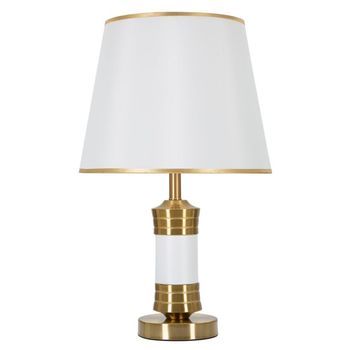 Lámpara De Mesa De Metal Blanco Y Dorado Cm Ø 31x52