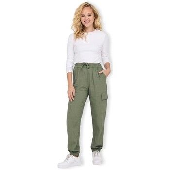 Only Pantalones Noos Caro Pull Up Trousers - Oil Green para mujer