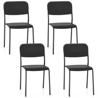 costway juego de 4 sillas modernas apilables de plastico con respaldo inclinado patas de metal sin brazos para cocina comedor restaurante