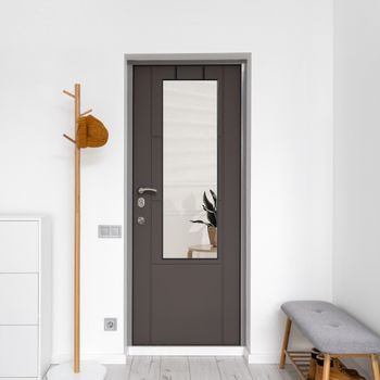 Espejo Para Puerta Lesina Con 2 Ganchos Aluminio 120x37cm - Negro [en.casa]