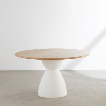 Mesa de comedor redonda de mango macizo y metal Ø130 cm