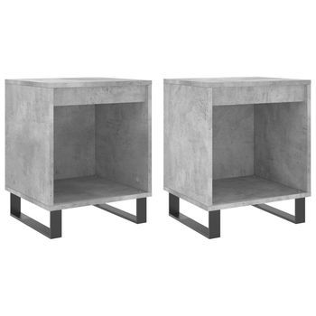 Juego De 2 Mesitas De Noche - Mesillas Madera Ingeniería Gris Hormigón 40x35x50 Cm Mc5990