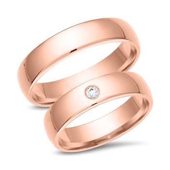 Alianzas 8 quilates oro rosa con diamante