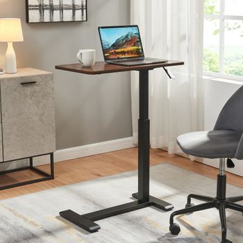 Mesa Para Ordenador Portátil Forma C Klirg 68x36x66-92 Cm Nogal/negro [en.casa]