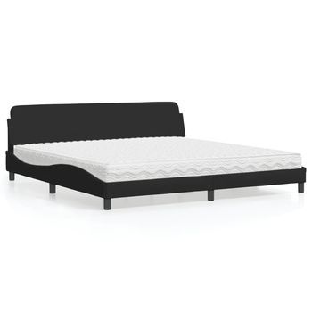 Cama Matrimonial | Cama Para Adultos | Cama Con Colchón Tela Negro 200x200 Cm Cfw75337