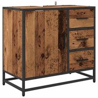 mueble de cuarto de bano madera envejecida 65 x 33 x 60 cm vidaxl