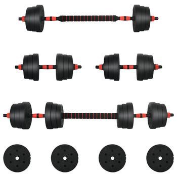 Juego De Mancuernas 2 En 1 30kg Negro Y Rojo Vidaxl