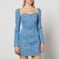 stine goya kitty logo denim mini dress - m