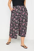 yours culottes negros de flores rosas mujer curvy y tallas grandes yours