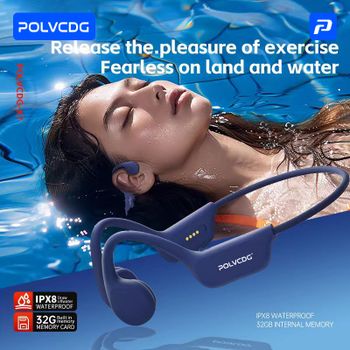 Auriculares de Conducción Ósea POLVCDG, Bluetooth 5.3, IPX8, para Natación y Correr, 32 GB de Memoria, con Micrófono, MP3, NUEVO X7 2024
