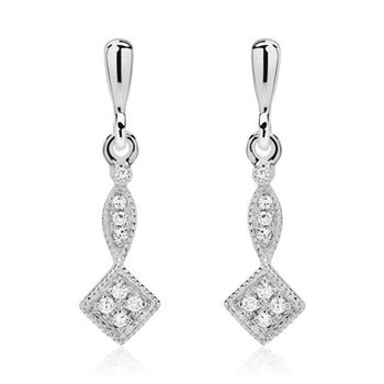 Pendientes de diamantes en oro blanco 14 quilates