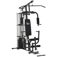 homcom multiestacion de musculacion con estribo para piernas placas de peso de 45 kg maquina de gimnasio multifuncional negro   aosom espana