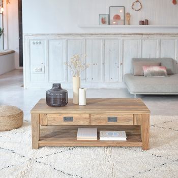 Mesa De Centro En Teca Reciclada Maciza