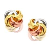 9ct three colour gold knot stud earrings - 65mm - g4665