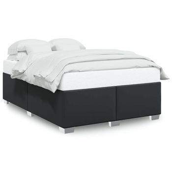 Cama De Matrimonio | Cama De Adulto | Estructura De Cama Sin Colchón Cuero Sintético Negro 140x200 Cm
