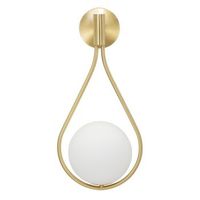 applique de metal dorado con esfera de vidrio blanco cm 24x20x52